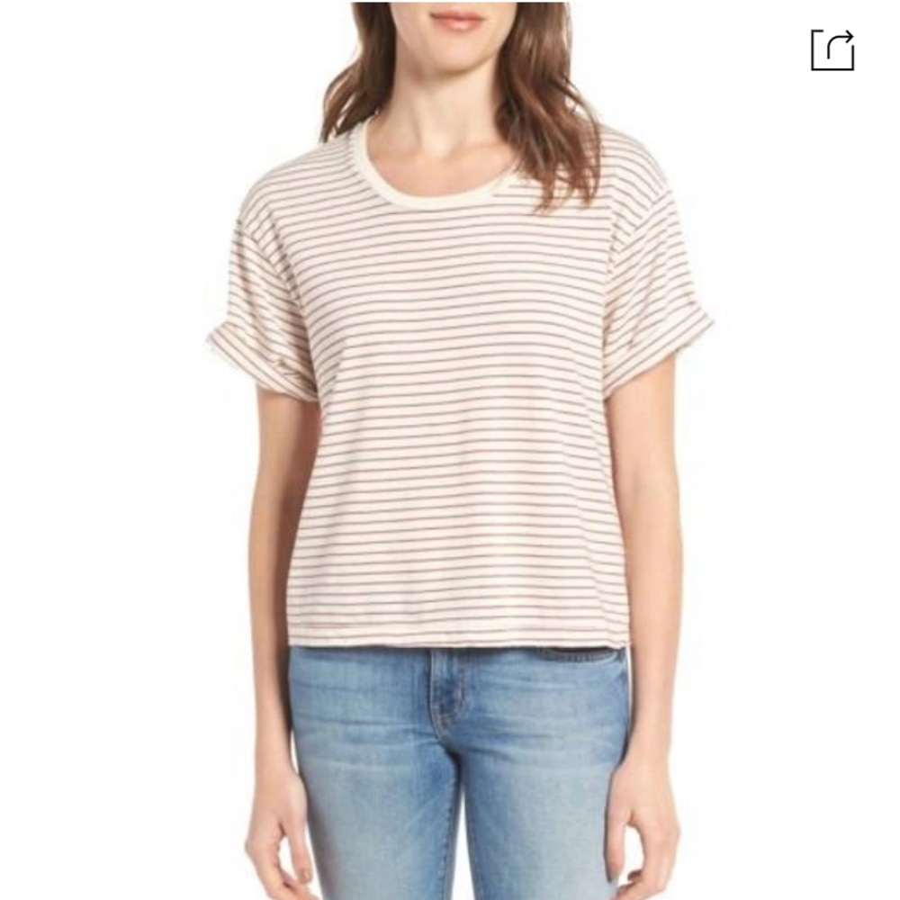 Current/Elliott | The Sailor Tee In Ecru Stripe | Size Large